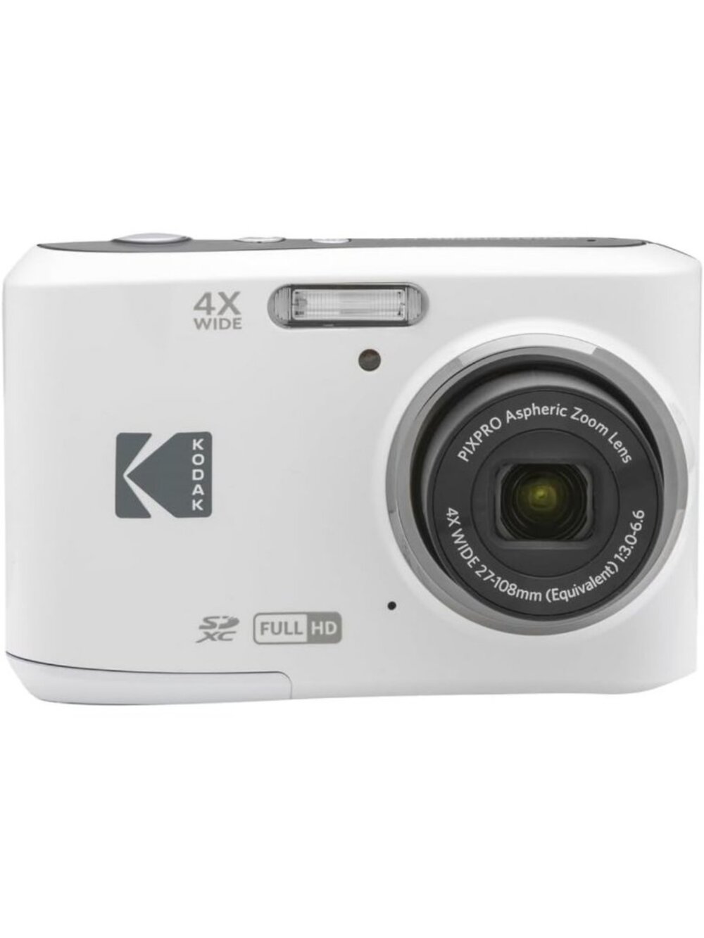 16MP Compact Digital Camera with 4X Optical Zoom, Lightweight, AA Battery, White